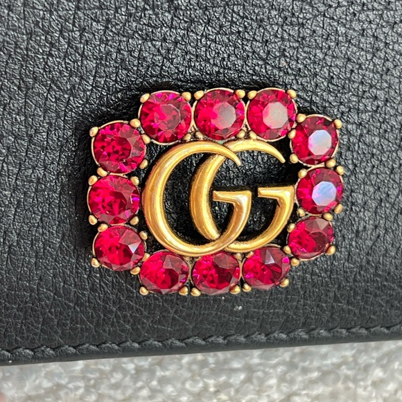 ⭐️RARE⭐️GUCCI GG Marmont Rhinestone Compact Wallet 49978 ✨LIMITED EDITION ✨ - Picture 12 of 16